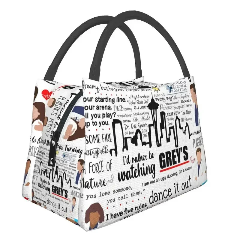 

Custom Grey's Anatomy Quote Collage Lunch Bag Women Warm Cooler Insulated Boxes for Work Pinic or Travel