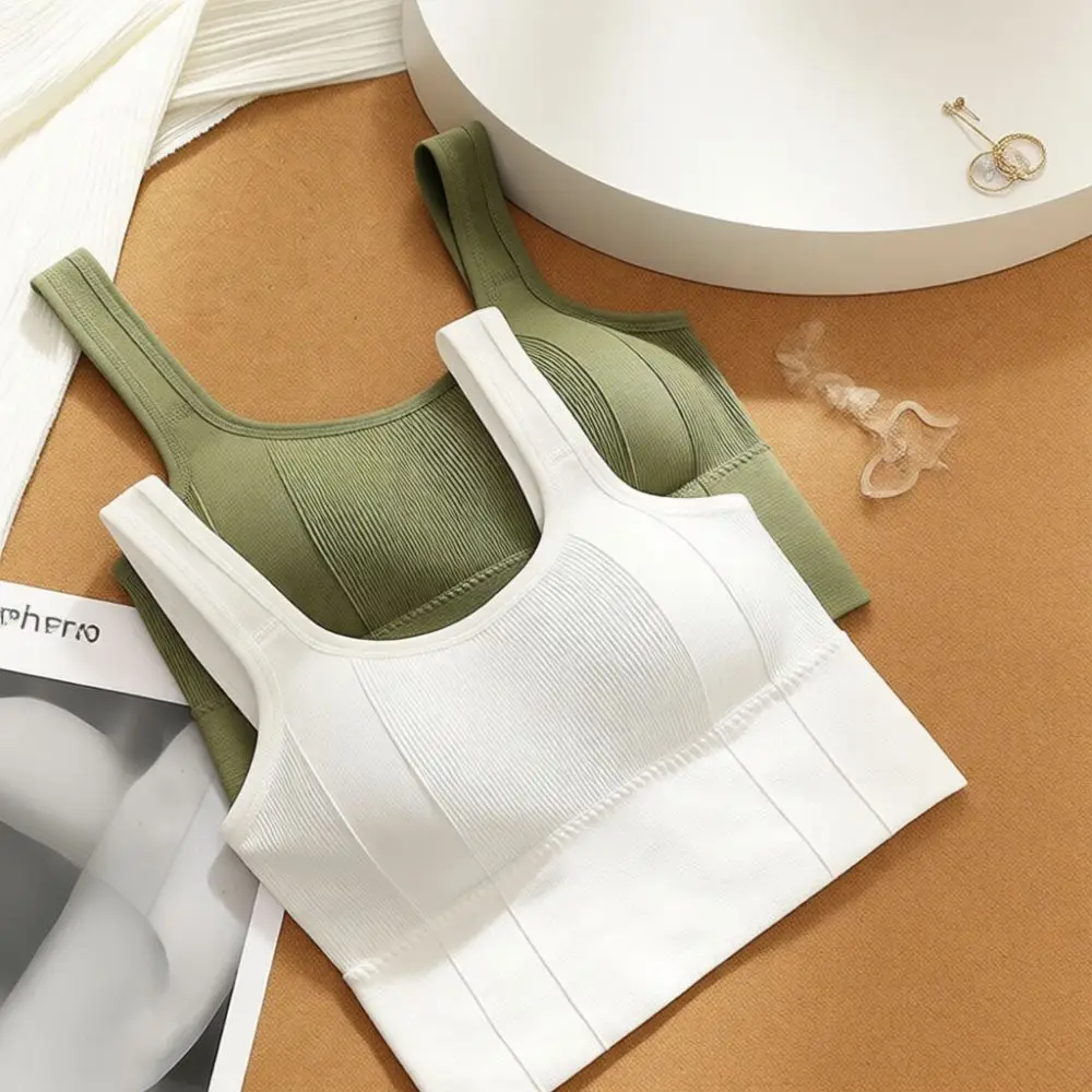 Fashionable Padded Crop Top Breathable Racerback Bandeau Bra Youth Daily Undershirt Comfort Aesthetic Summer Vest