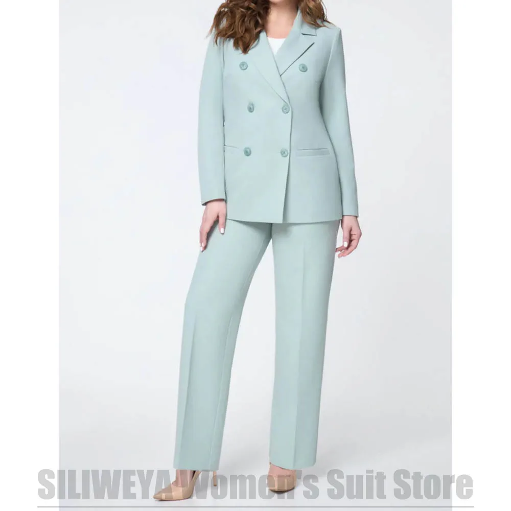 

Women's Suit 2 Piece Double Breasted Long Sleeves Outfit Office Casual Formal Elegant Slim Fit Tailored Party Evening Tuxedo