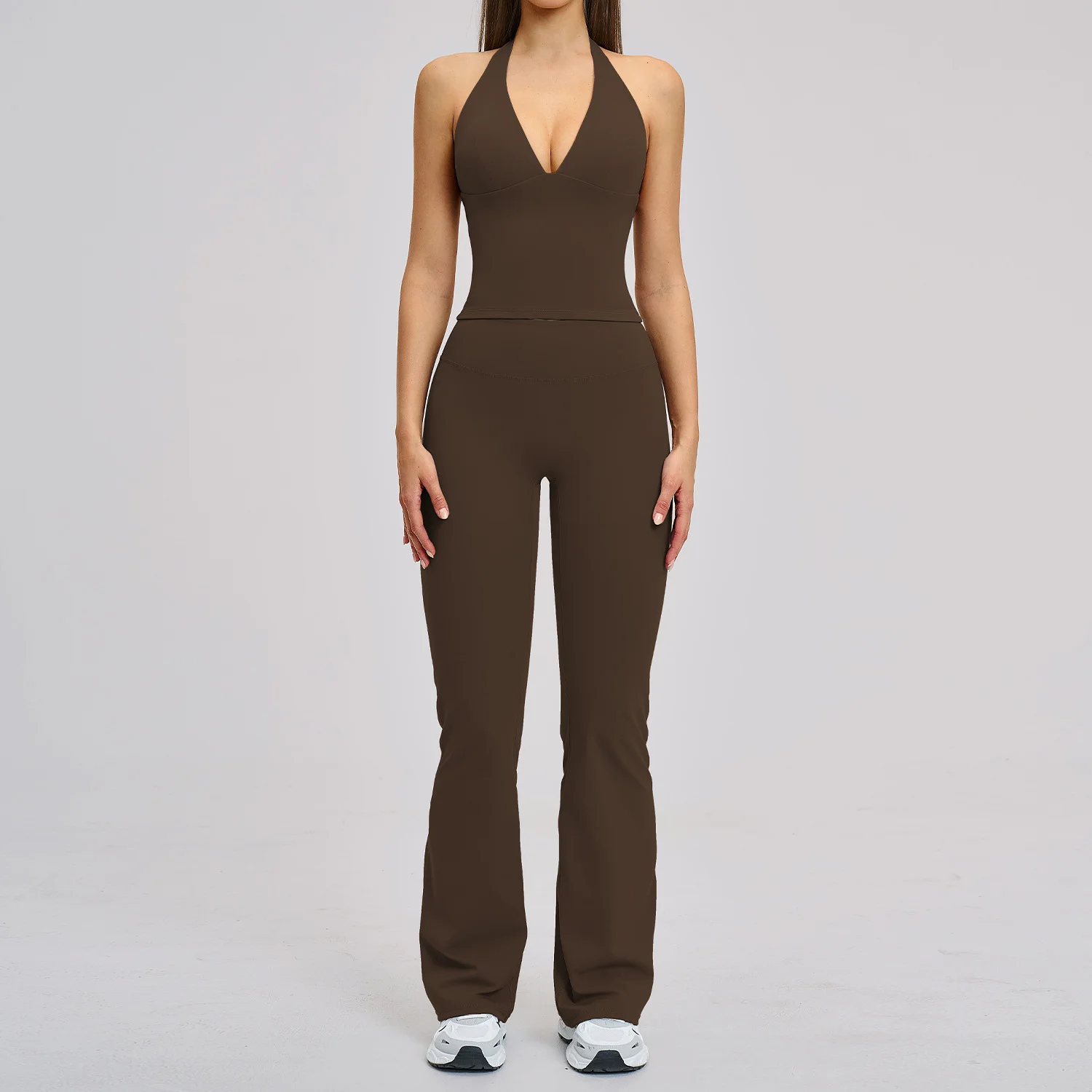 2 Piece Yoga Set Slim Fit Beauty Back Sports Bra Gym Sports Running Fitness Set High Waist Flares Leggings Women's Tracksuits image 3