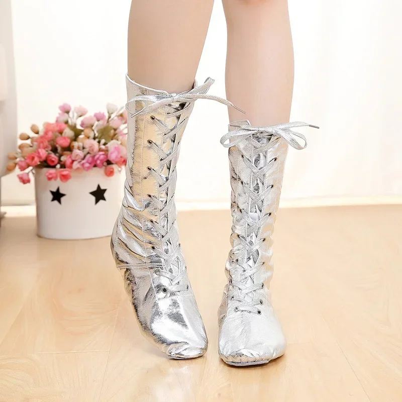 New Quality Red White Black Canvas 27cm Long High Top Jazz Boot Stage Boots Girls Women Dance Performance Shoes