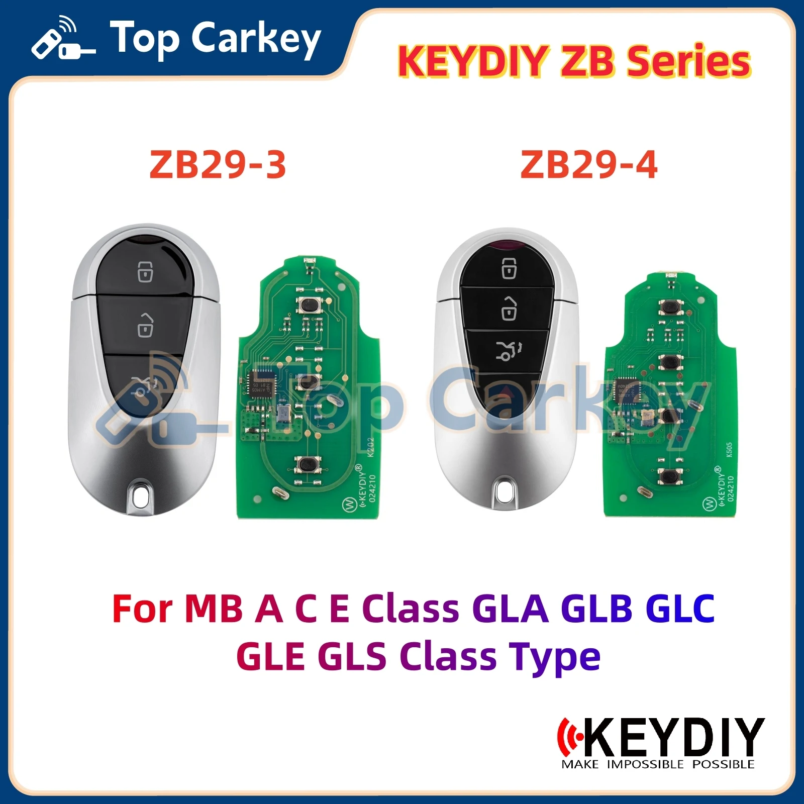 

Универсальный смарт-ключ KEYDIY KD ZB29-3 ZB29-4, совместимый с Mercedes-Benz классов A, C, E, GLA, GLB, GLC, GLE, GLS