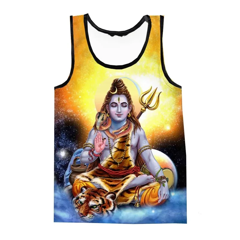 

God Hindu God Lord Shiva 3D Printed Tank Tops 2024 Hot Fashion Men's Tank Top Streetwear Oversized Singlets Sleeveless Tees Tops