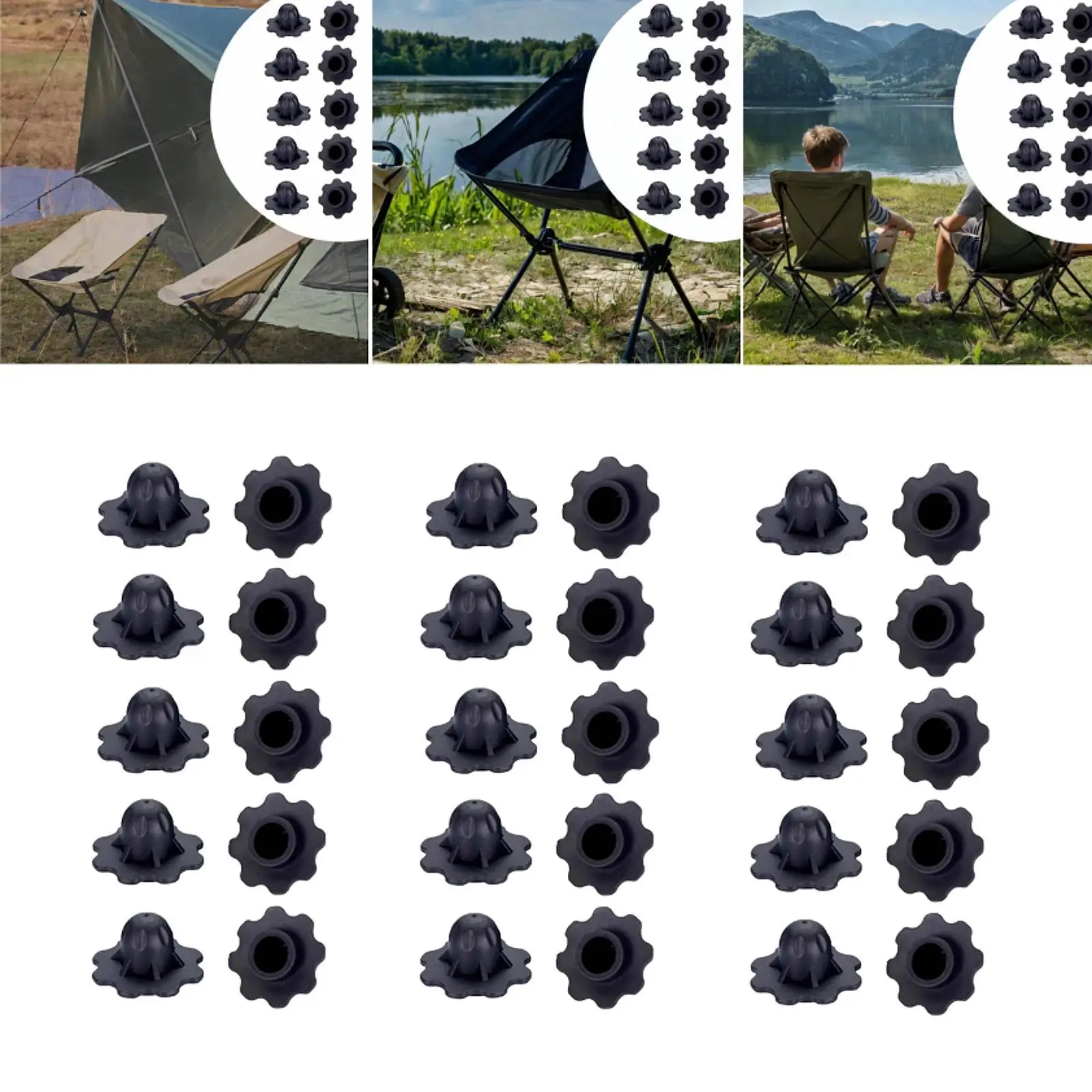 

10Pcs Moon Chair Foot Covers Anti Sinking Lightweight Easy Install for Camping Chair for Courtyard Beach Barbecue Garden Outside