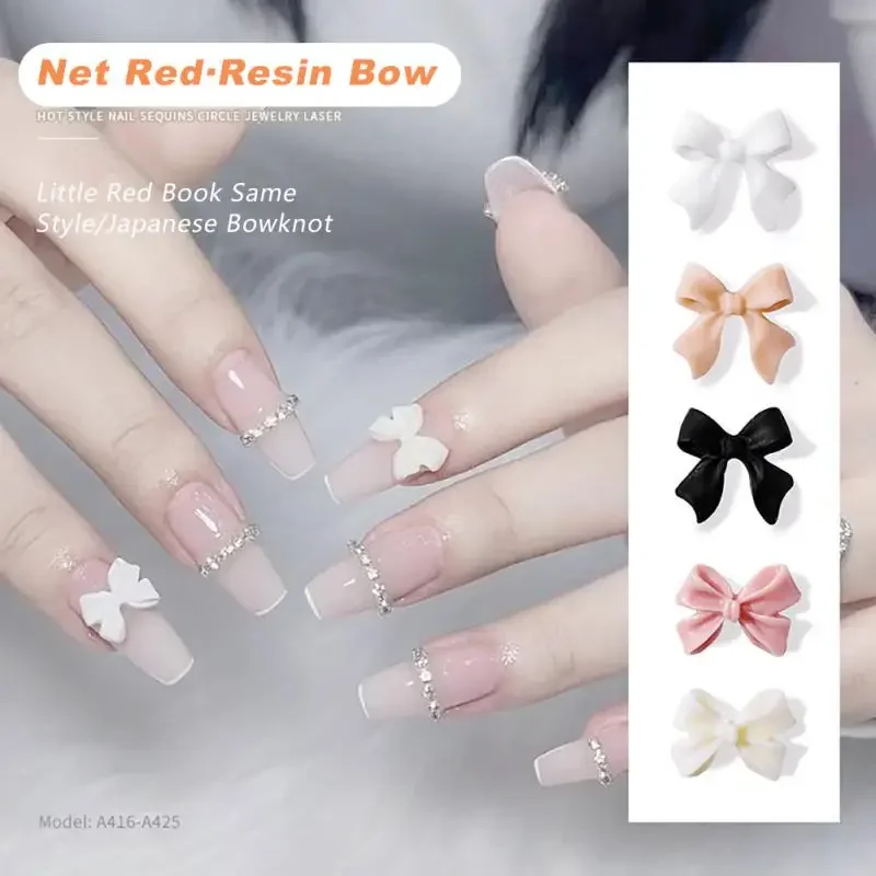 Mini Bow 3D Nail Art Decorations Resin Color Bowknot Deco Parts Beautiful Bow Ribbon Nail Art Accessories Nail Charms