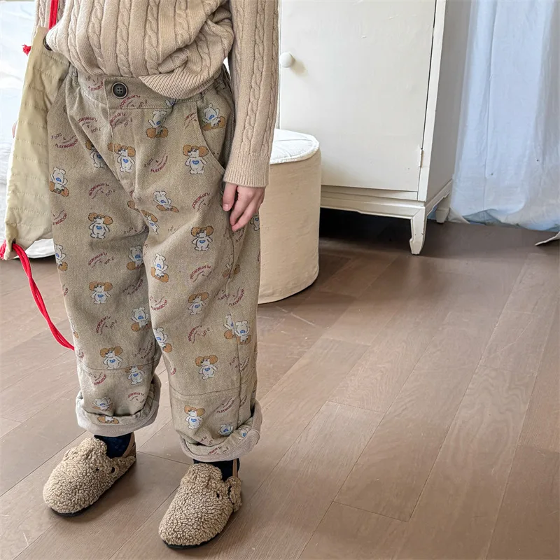 

Winter New Kids Warm Plus Casual Pants Fashion Children Velvet Thick Loose Trousers Toddler Boys Clothing Baby Girls Clothes