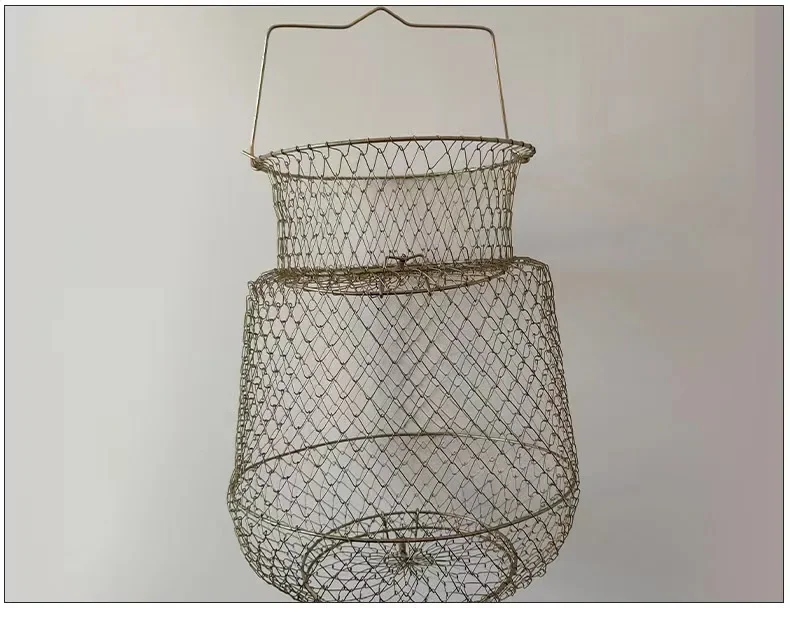 Langlebiger, zusammenklappbarer Fischkorb aus Stahldraht für den Außenbereich, tragbarer Fischkorb, Garnelenkorb, Fischernetz, Fischernetz, Angelzubehör – Detail 2
