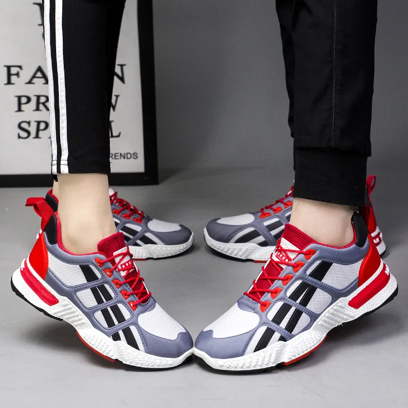 

Осенние дышащие камуфляжные модные кроссовки для любителей летающей сетки в полоску