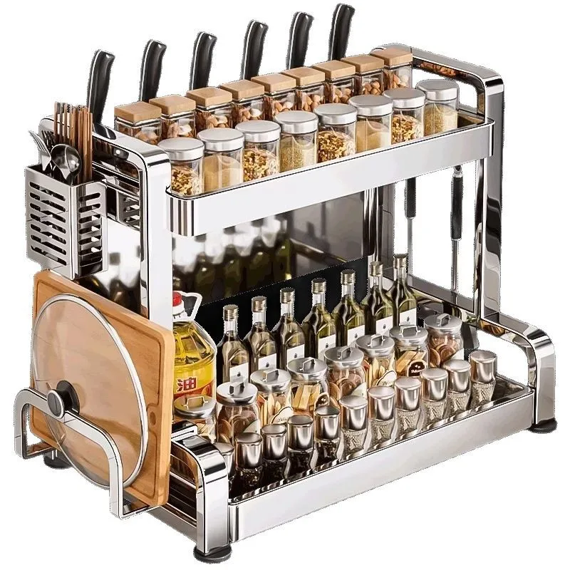 

Stainless steel, kitchen, condiments, shelves, multi-function, countertops