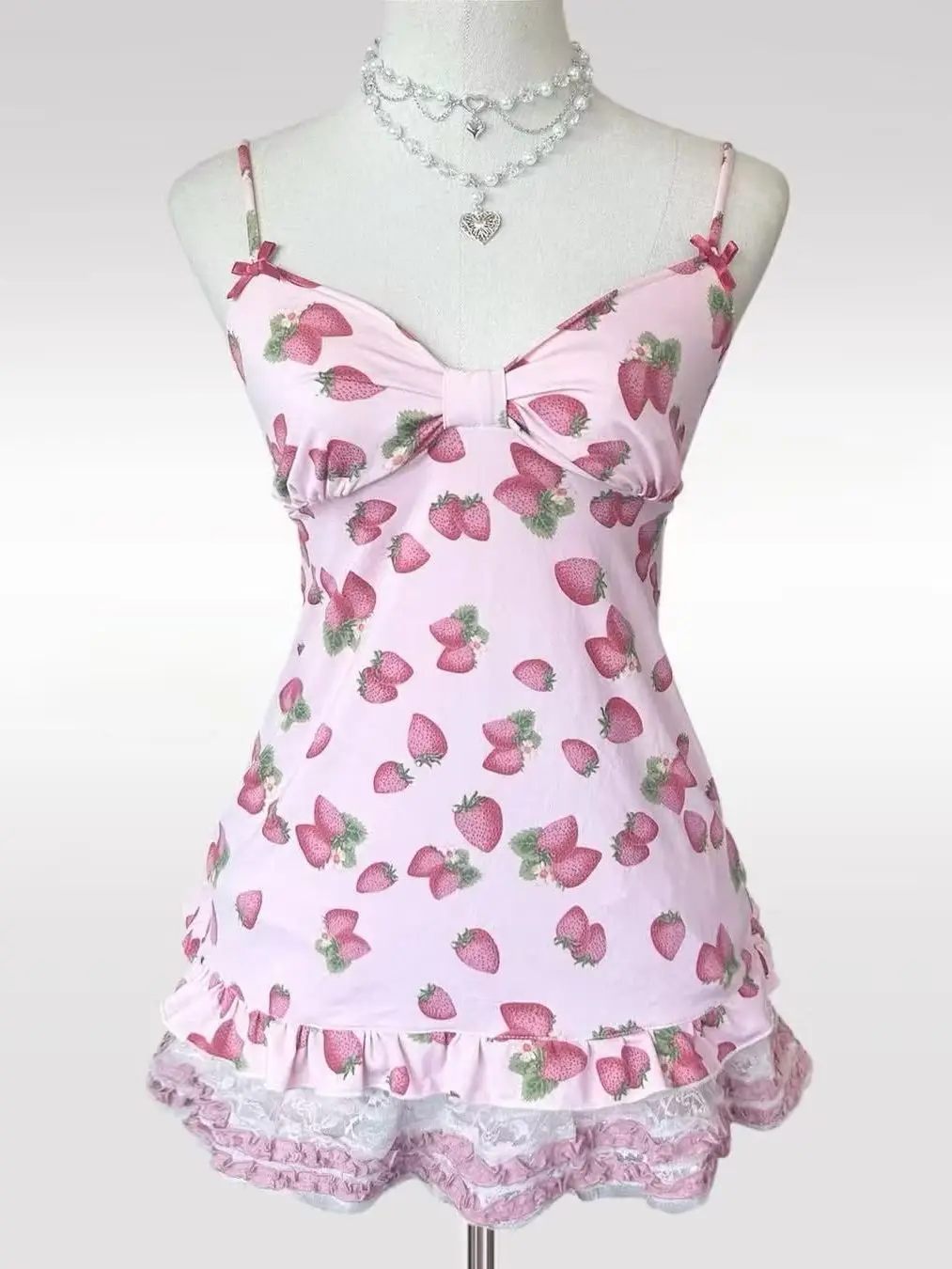 Lovely Japanese Print V Neck Sling Vests Bow Slim Pure Desire All-match Camis Minority Literary Casual Small Fellow Tops