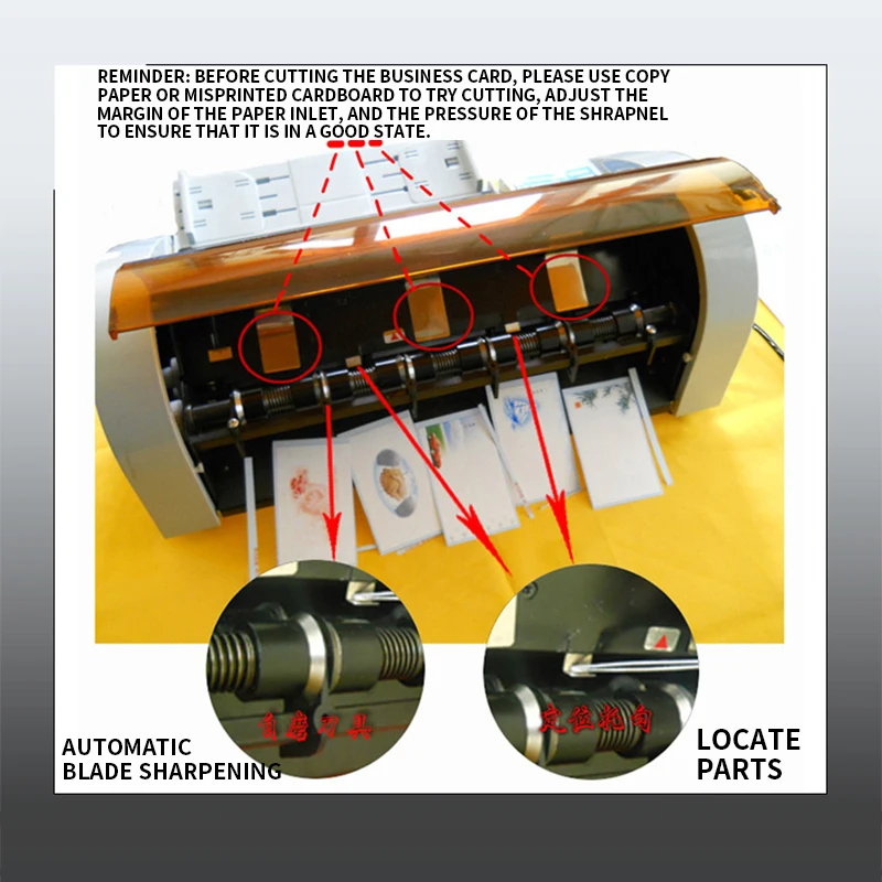 A4 Semi-Automatic Business Card Cutter SSB-001 Self-Sharpening Knife Anti-Bevel 90x54mm Precision Card Cutting Machine