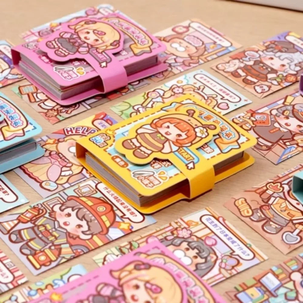 Self Adhesive Mini Dress-Up Sticker Book Pre-Cut Stickers Cartoon Style Cartoon Decorative Sticker Book Tweezer Included