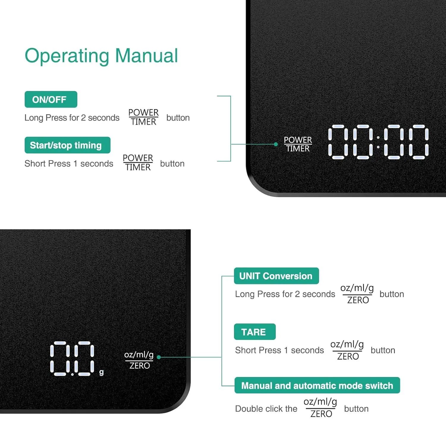 3 كجم/0.1 جرام شاشة الكريستال السائل موازين القهوة 250 مللي أمبير أوقية/مل/جم التوازن مع توقيت عالية الدقة المقاومة للحرارة 135 ℃   قياس الوزن #5
