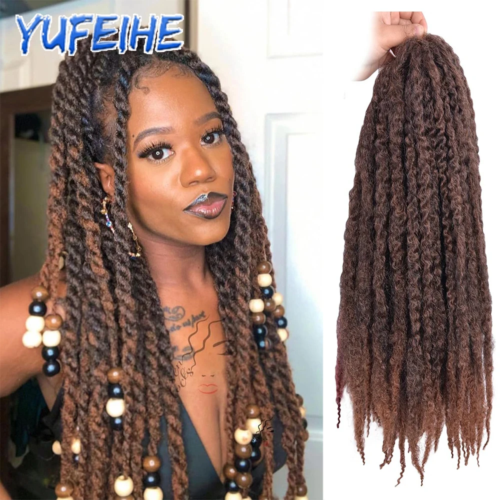 Kinky Marley Braiding Hair 18Inch Synthetic Pre-Separated Afro Kinky Twist Crochet Hair Extension For Faux Locs Marley Braids