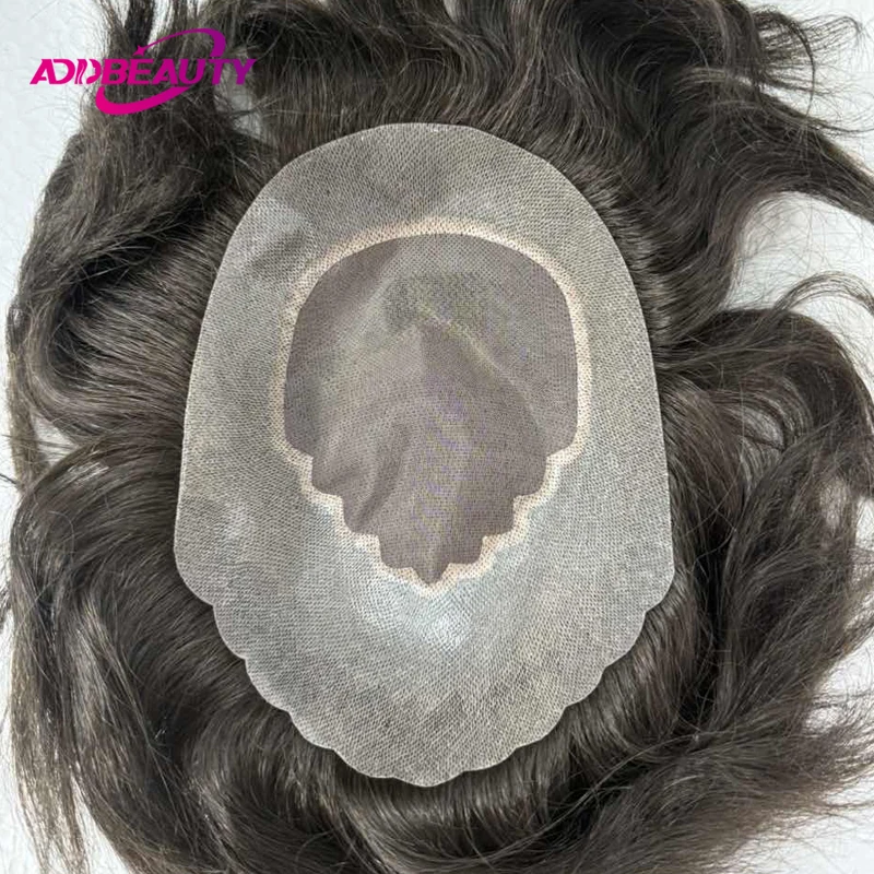 New Men's Capillary Prothesis Mono PU Toupee Indian Human Hair Wigs With Knots Durable Human Hair System Natural Hairline Wig