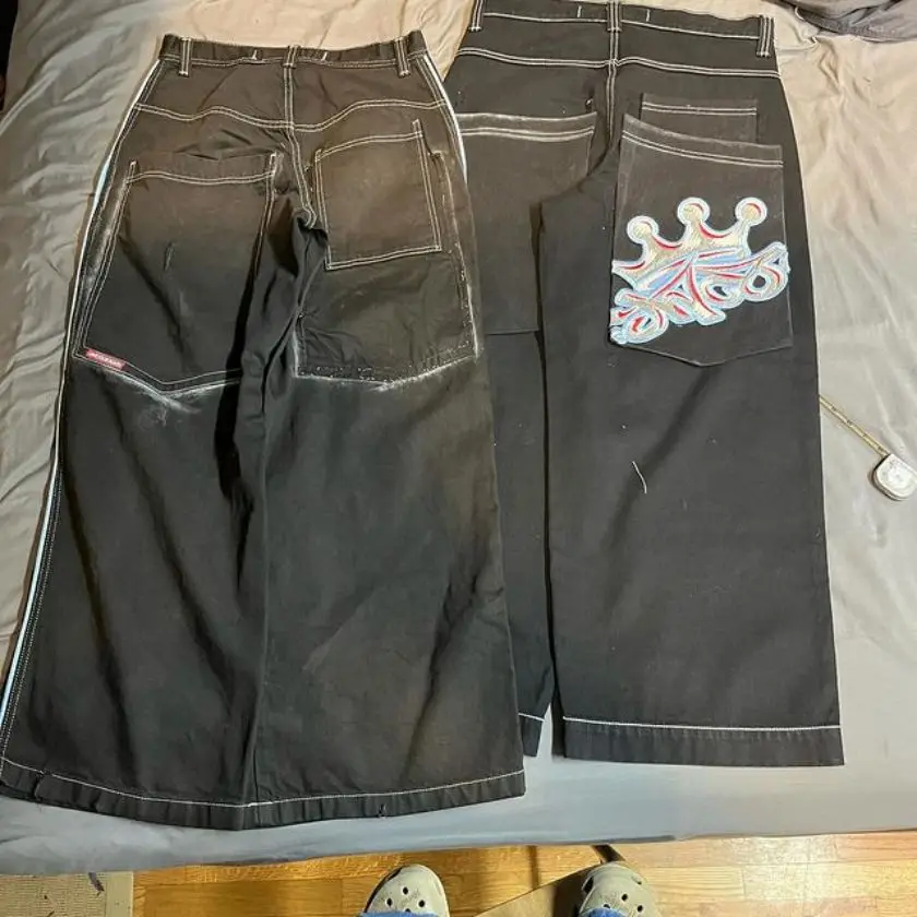 JNCO-جينز بنمط تاج كبير للرجال والنساء ، جينز عالي الخصر ، هاراجو امريكى ، هيب هوب في الشارع ، ريترو ، Y2K ، جديد