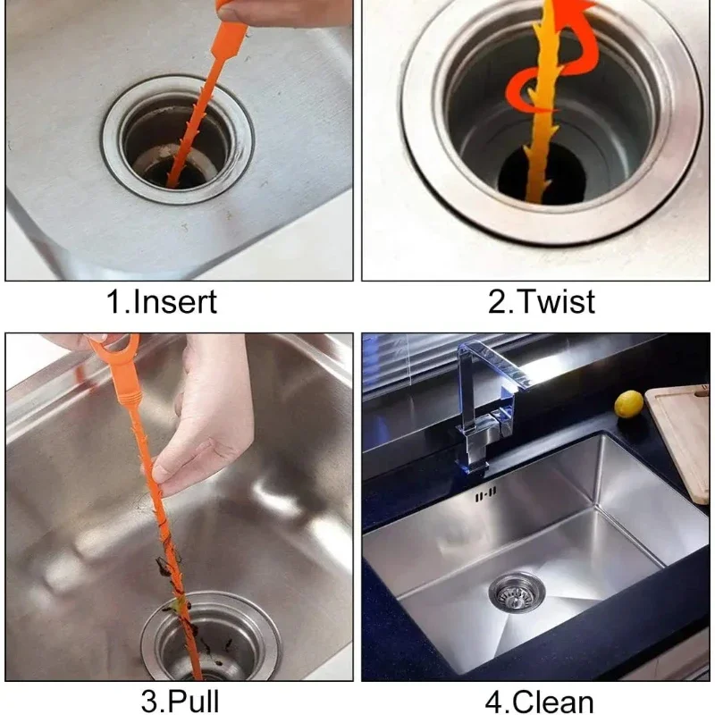 1-10PC Sewer Unclogger Bathroom Hair Sewer Sink Clean Pipe Dredging Shower Remover Household Cleanser Drainage Unblocking Tools view 5