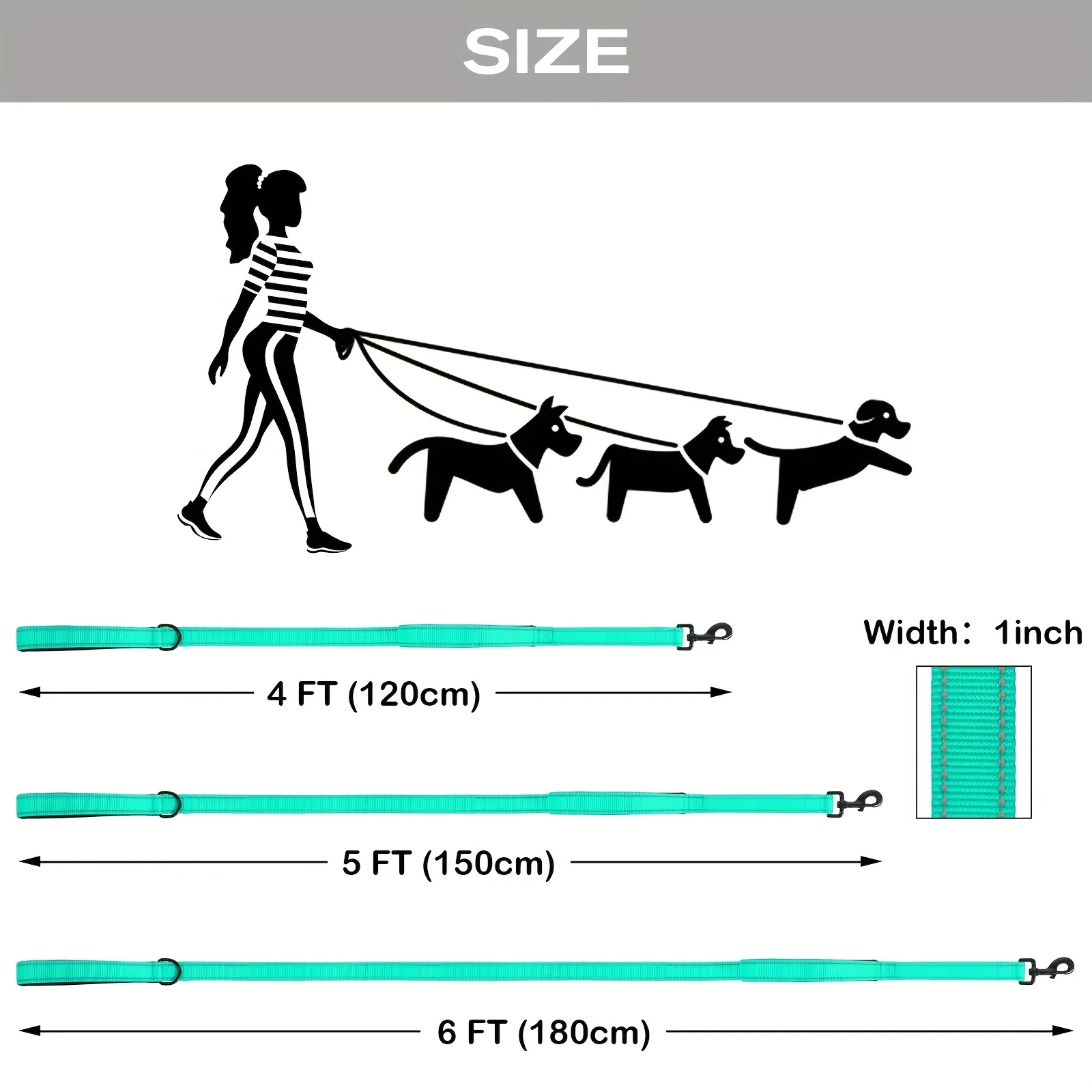 Double Handle Dog Leash, Double-Sided Reflective Night Safety, Heavy Duty For And Extra Large And Me_voghion.com