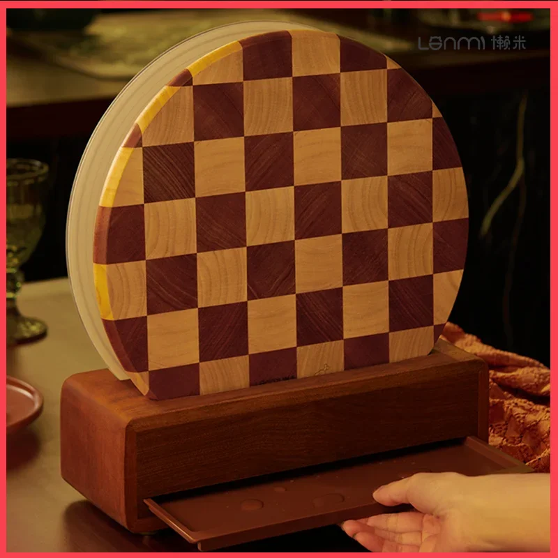 

LANMI Record Разделочная доска из черного дерева, шахматная доска, двухсторонняя разделочная доска, кухонная антибактериальная разделочная сковорода для фруктов и мяса, идеальный подарок