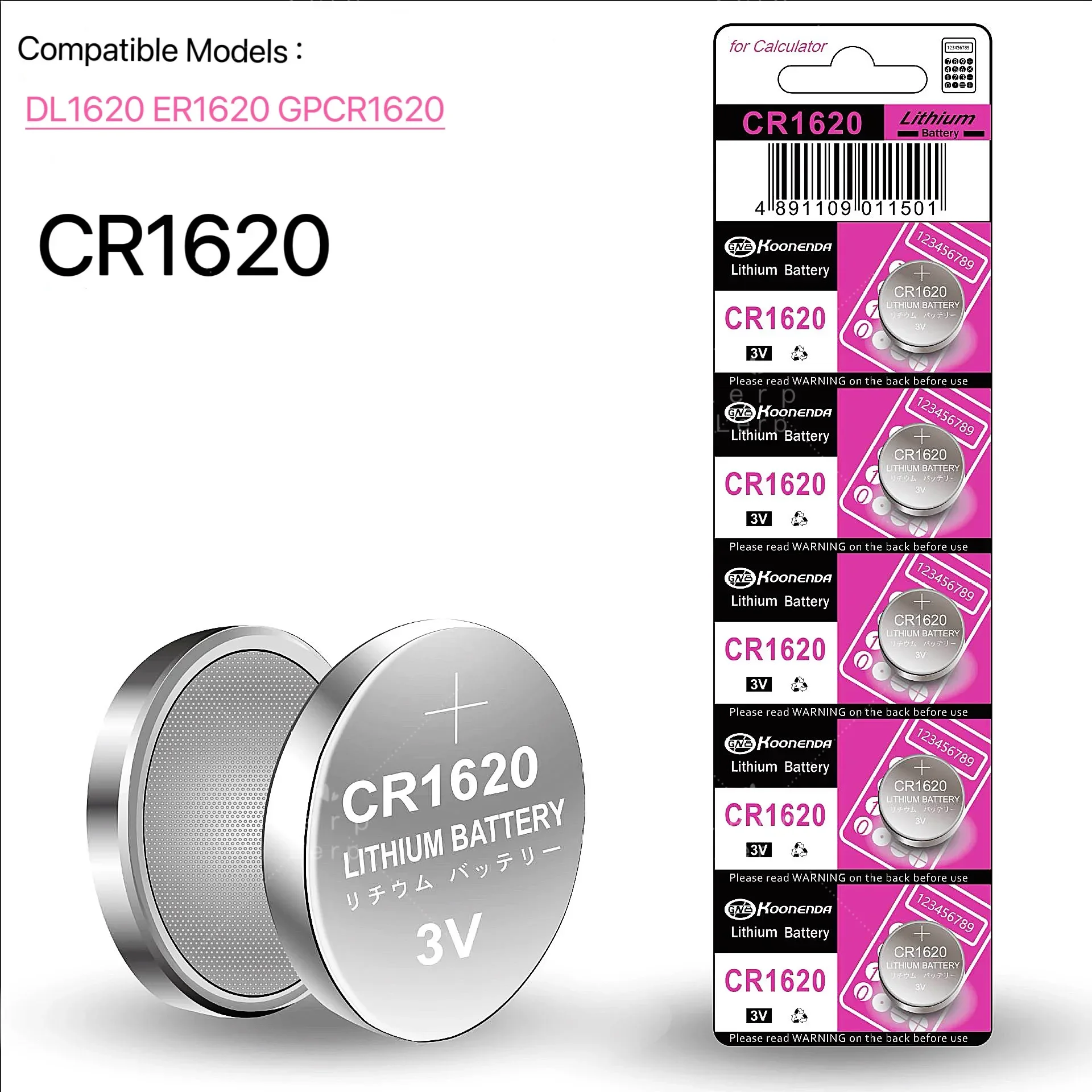 แบตเตอรี่ปุ่ม CR1620รีโมทคอนโทรลกุญแจรถยนต์แบตเตอรี่ลิเธียม3V