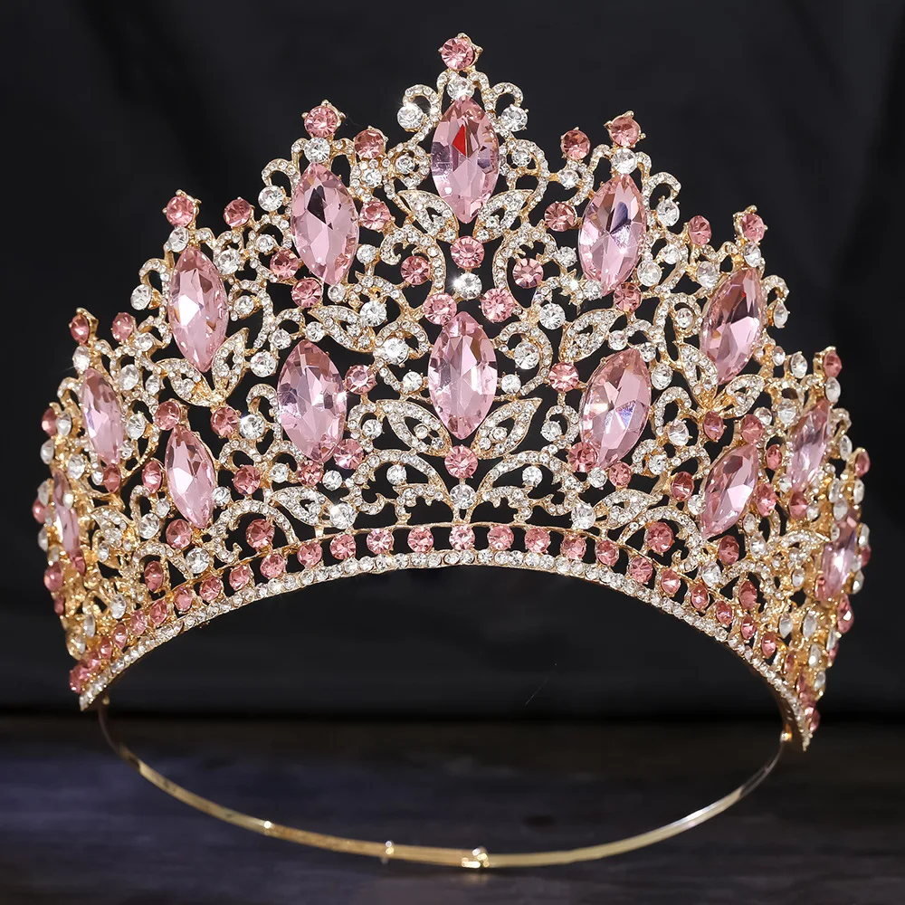 Luxury Crystal Bride Crown Adjustable Size Large World Beauty Queen High-End Custom Stage Show Concept Headband Accessories