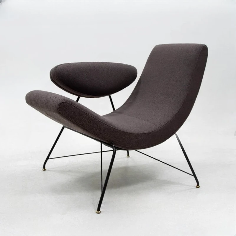 Minimalist moon chair smiley chair small apartment modern fabric living room leisure chair