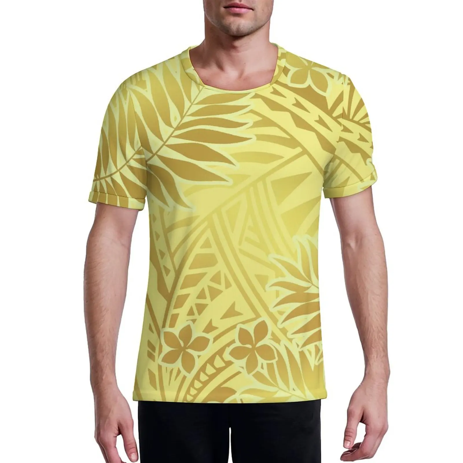 New Polynesian Tattoo Short Sleeve Tshirt Samoa Tribal Men T Shirt Oversized Style Design U Neck Football Tshirt