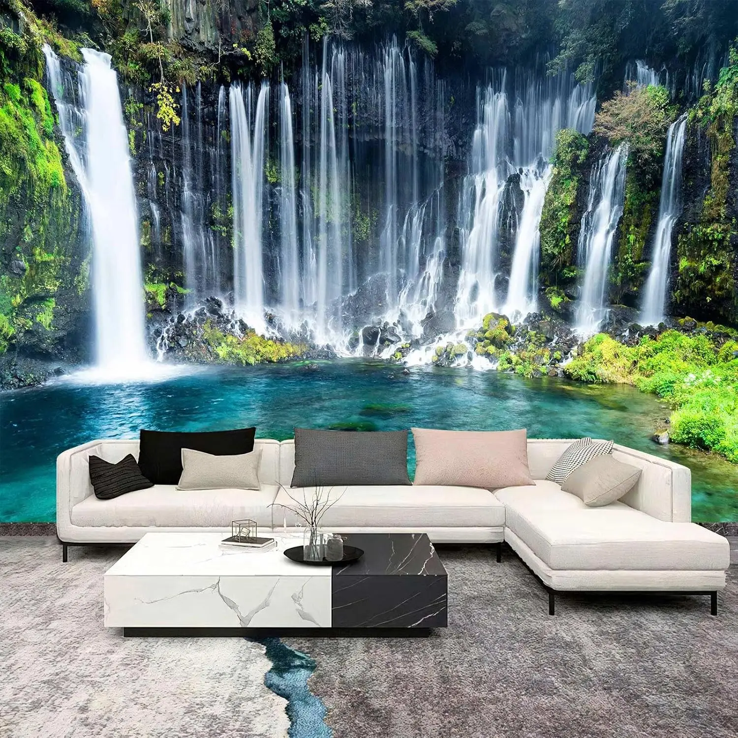 Waterproof Tropical Waterfall Tapestry Mural Wall Hanging Art Print Nature Landscape Decor for Living Room Bedroom Accent