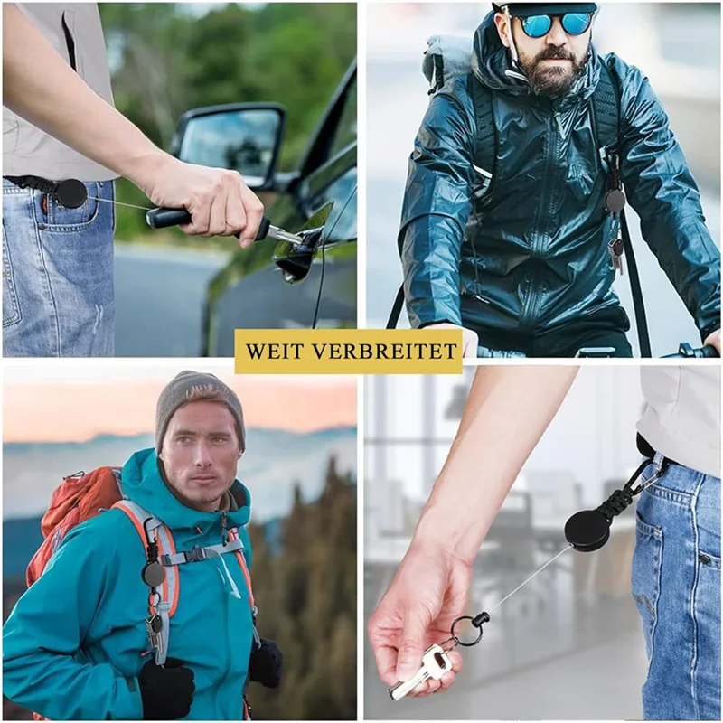 ELECT-Heavy Duty Retractable Lanyard Badge Holder Retractable Clip Retractable Key Ring Key Holder 4PCS