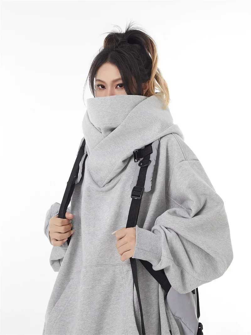 Men Solid Color Ninja Hoodie,  Vintage Fleece Lined Sweatshirt, Japanese Hip Hop Streetwear Oversized Big Size Hooded Pullover