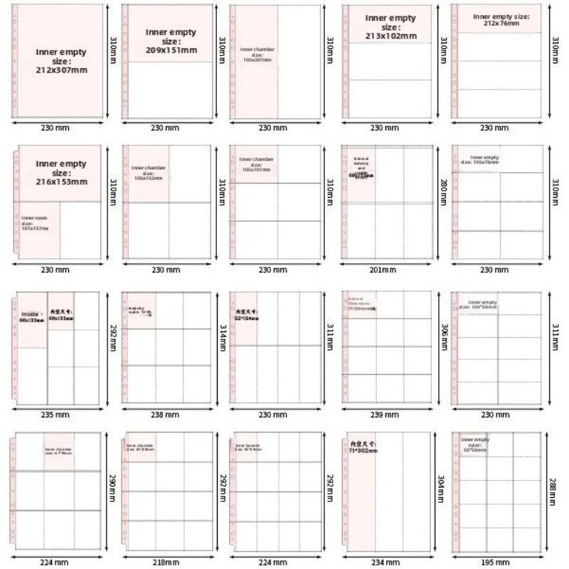 10pcs A4 11 Holes Photocard Binder Photo Album Refills 1/2/3/4/6/8/9/10/12 Pocket Page PVC Free Transparent Loose Leaf Binder