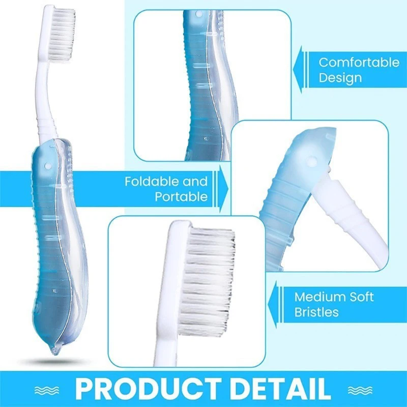 Travel Folding Toothbrush Portable Toothbrush Built in Cover Multi Color Size Collapsable Brush for Trip Daily Use Women Men