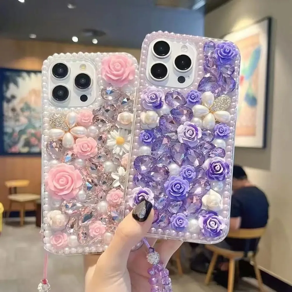 Modische Transparente 3D Diamant-Rosenblumen Handyhülle für Samsung Galaxy S25 S26 Ultra S24 FE S23 Plus S22 S21 S20 Durchsichtige Abdeckung – Detail 7