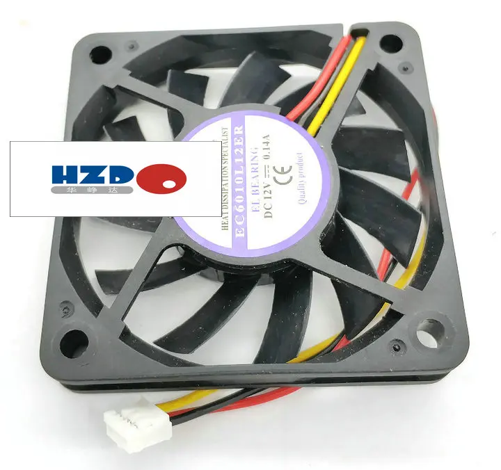 HZDO EC6010L12ER 12V 0.14A 60*60*10mm Cooling Fan 3LINE