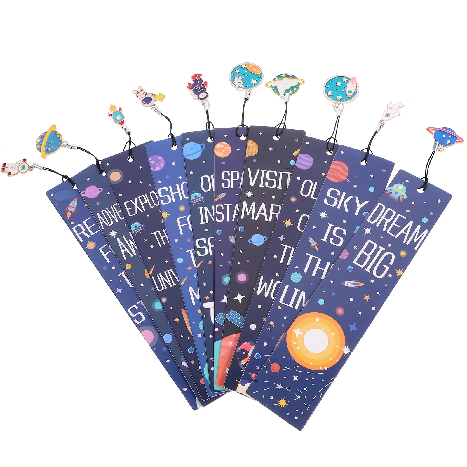 10 Pcs Space Bookmark Bookmarks Bulk for Kids Boys Cool Pendant Men Themed Party Favors Fun Child