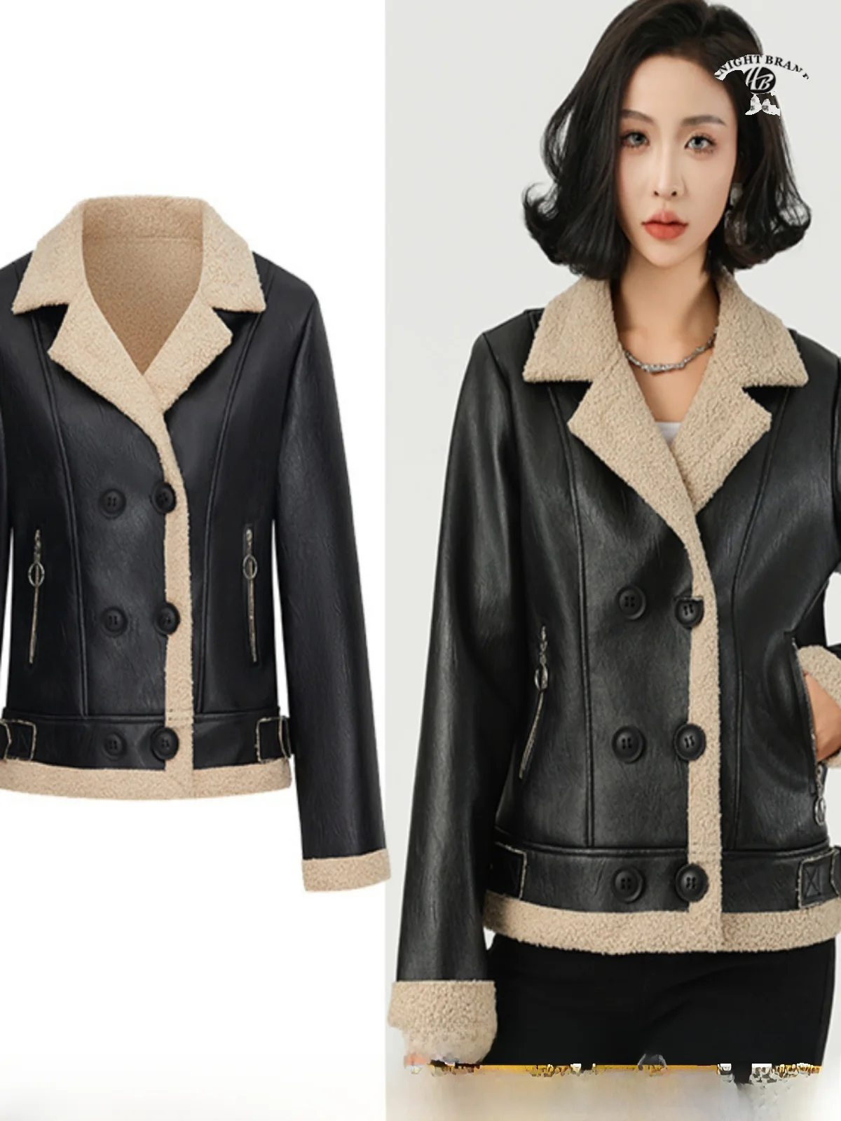 

Утепленная кожаная куртка с флисовой подкладкой, зимнее женское пальто из искусственной кожи с мехом, длинный рукав, отложной воротник, стандартный крой