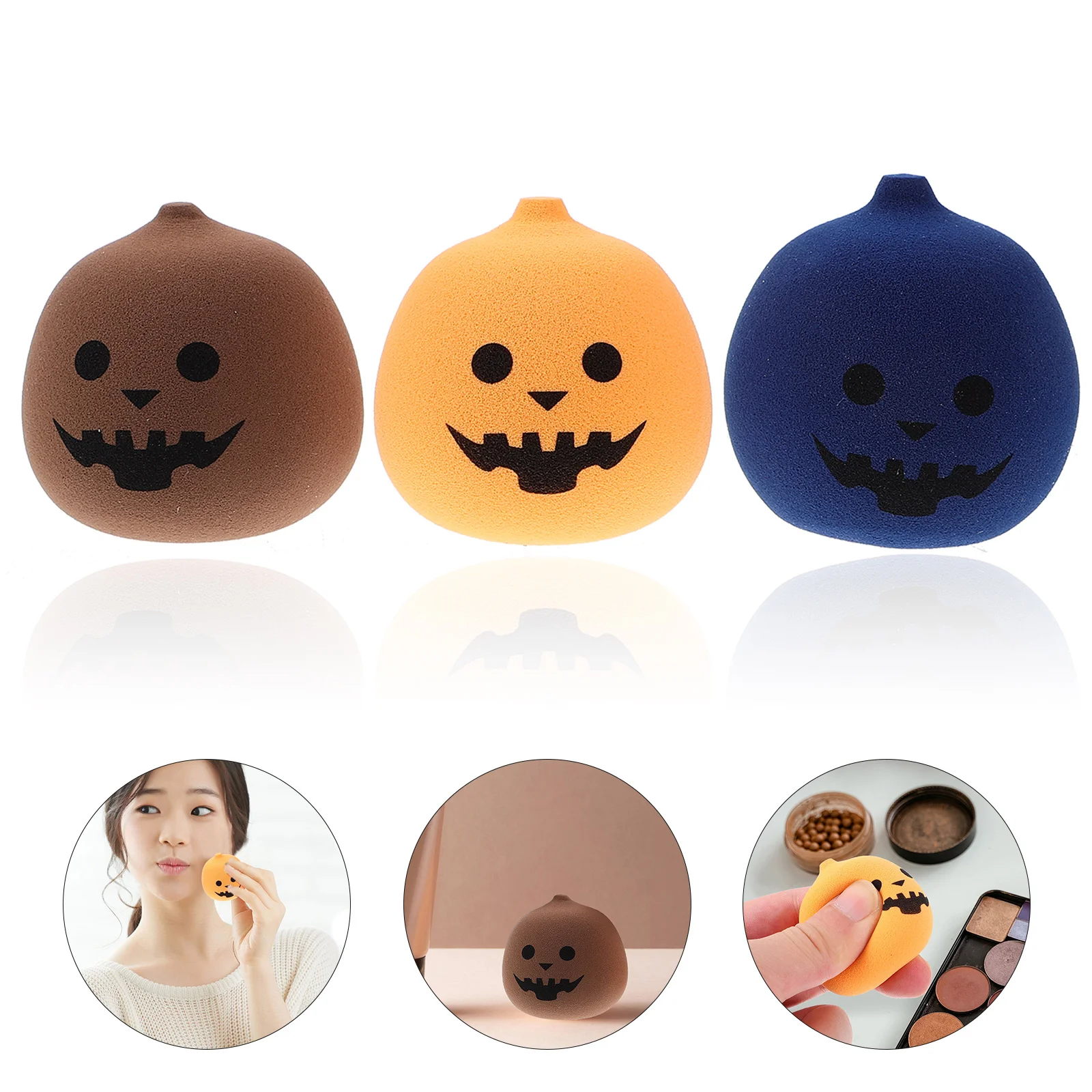 

3 Pcs Halloween Makeup Egg Unique Puffs Liquid Foundation Powder Facial Girl Cushions