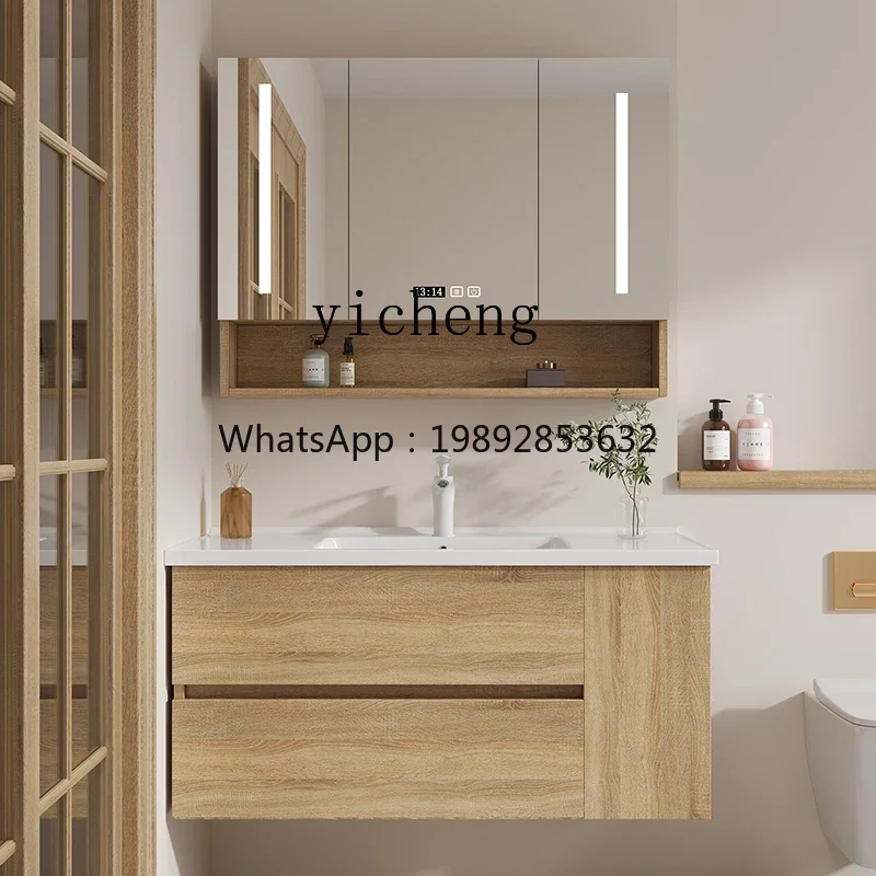 

Bathroom Cabinet Combination Modern Simple Hand Washing Integrated Ceramic Pool Washbasin Set