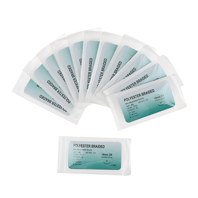 12PCS  2/0 3/0 4/0 Dental Surgical Needle Silk Medical Thread Suture Surgical Practice Kit