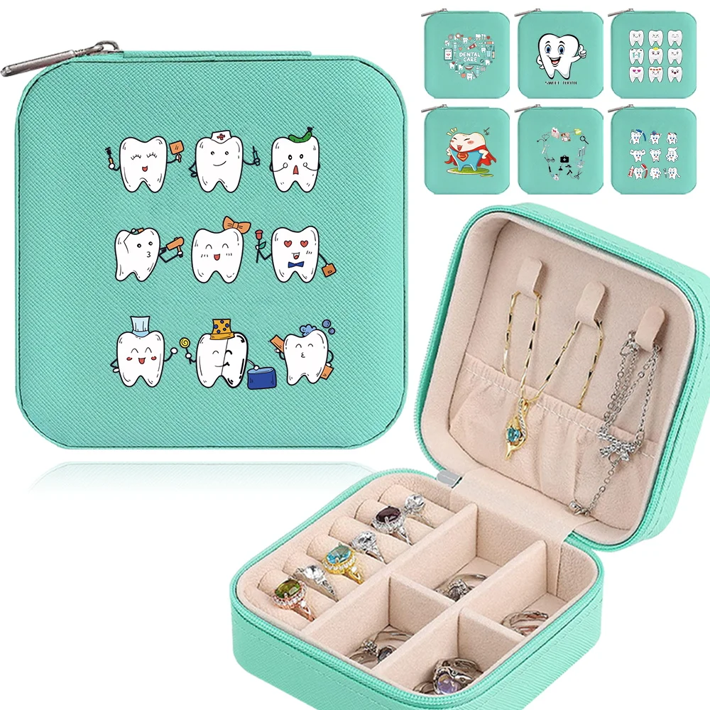 

Jewelry Storage Box Leather Women Zipper Makeup Organizer Handbag Fashion Women Bracelet Earrings Ornaments Storage