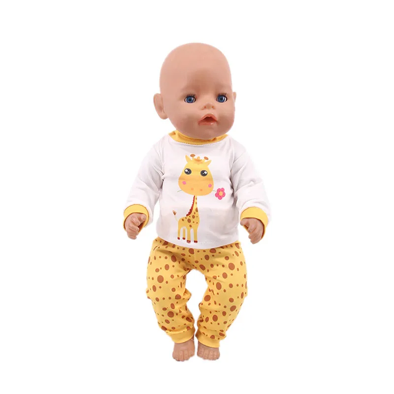 Cute giraffa Print Set vestiti per bambole scarpe accessori per 18 pollici American & 43Cm Reborn Baby Doll Toy regali per ragazze di nostra generazione