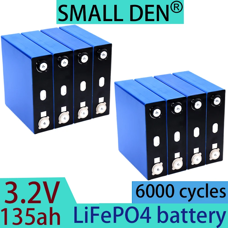 Nueva batería recargable Lifepo4 de 3,2 V, 135Ah, fosfato de hierro y litio, batería solar para viaje, RV, camping, batería de clase A de 12v y 24V