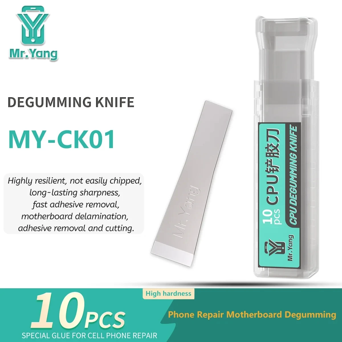 YCS MY-CK01 10Pc/Box Glue Scraper Blade Kit Quick Spade Blades For Motherboard/ Solder Pad / Chip / Back Cover Glass Remove Tool