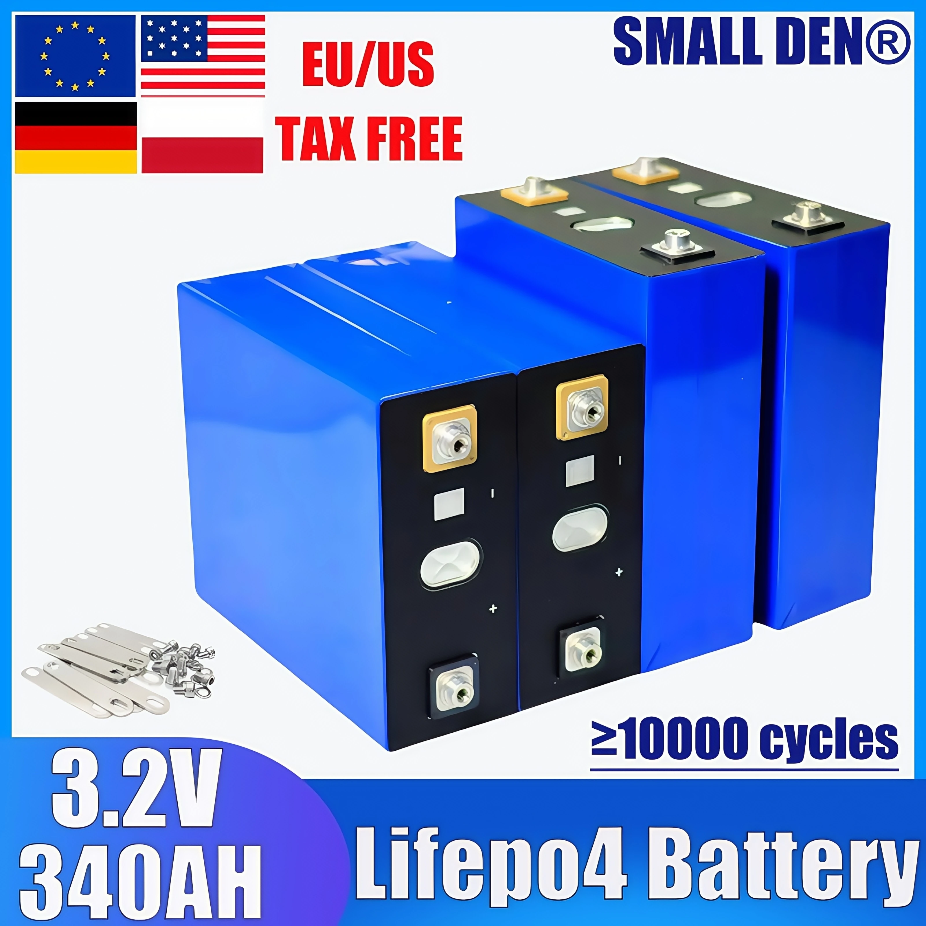 

3,2 В 340 Ач Lifepo4 Батарея Литий-железо-фосфатная перезаряжаемая для DIY 12 В 24 В 48 В Гольф RV Электромобиль Солнечная система EV