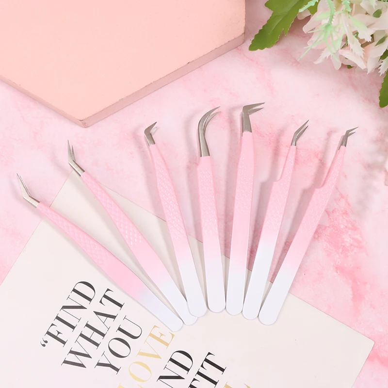 Eyelash Extension Fiber Tip Tweezers Fish Pattern Gradient Stainless Steel Professional High Precision Tweezer For Volume Fans