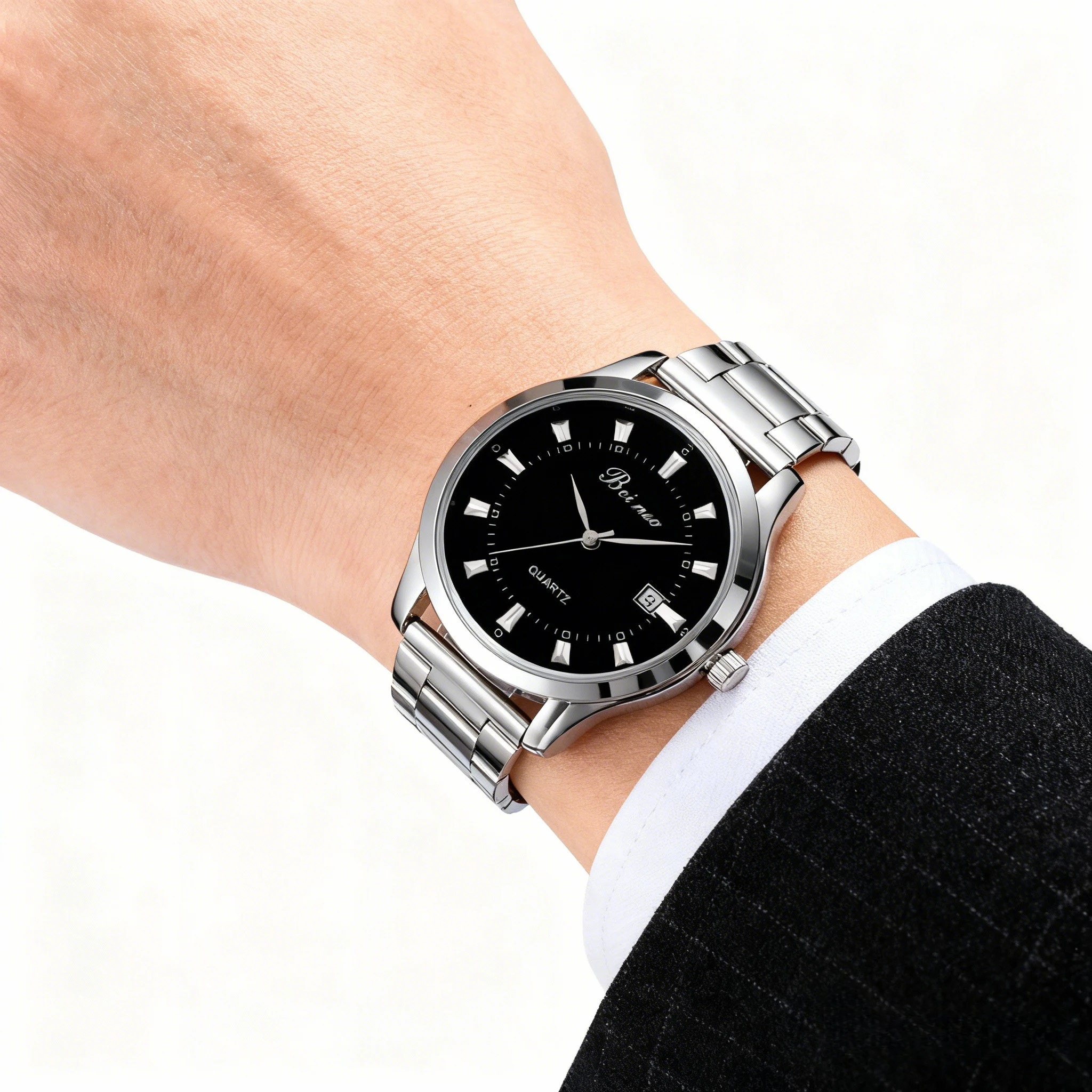 

Men's Watch Fashion Casual Quartz Wrist Watches Steel Band Watches for Man Silver Elegant Atmosphere Mens Watch Reloj Hombre