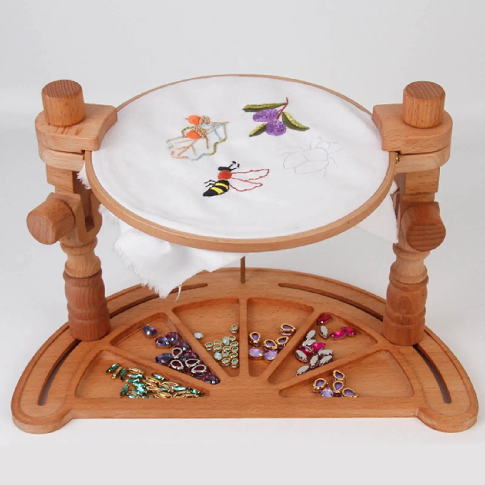 

Embroidery Frame Holder Stand Half Moon Tray 360 Assembly Set Removable Needlepoint Craft Embroidery Hoop Stand for Cross Stitch