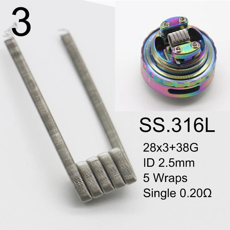 50 Stuks Rvs SS316L Gesmolten Clapton Prebuilt Rta Coil