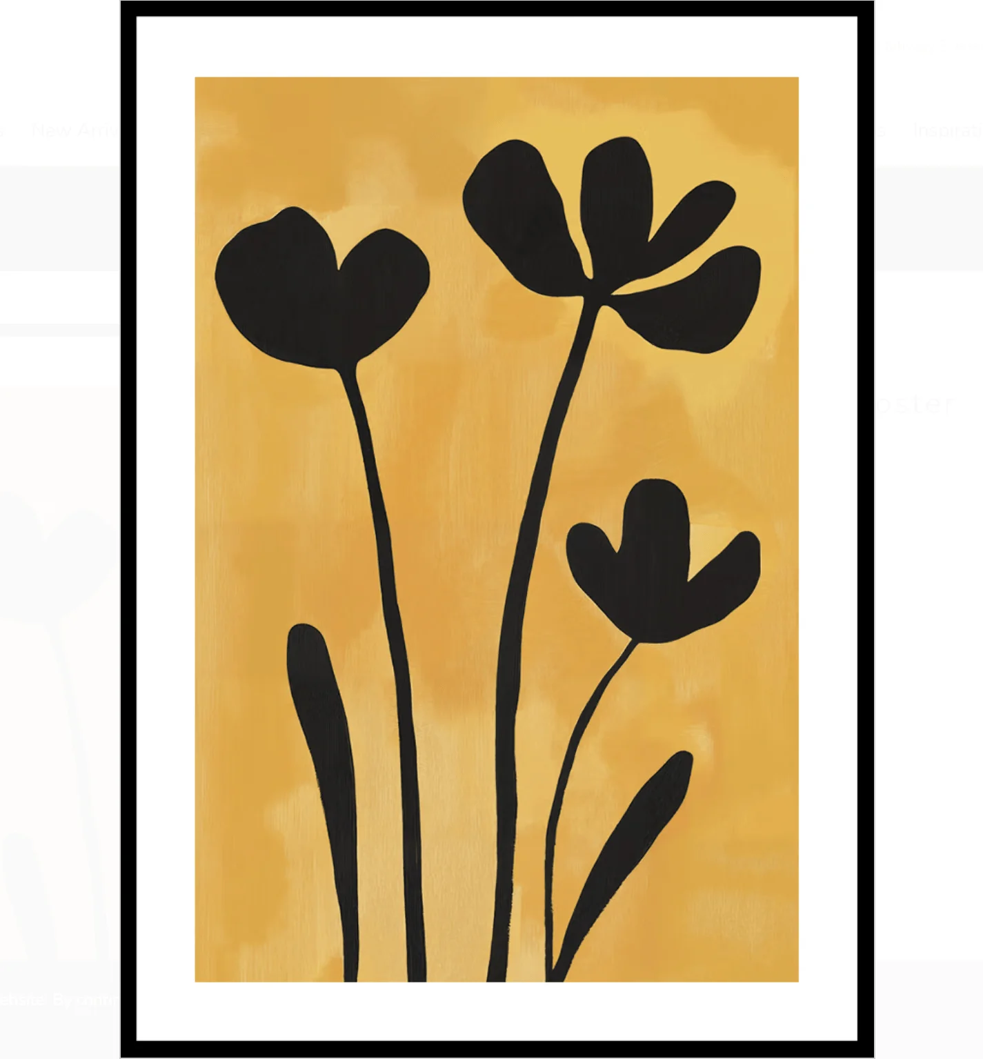 Wall Art Canvas Prints Posters Decor, Minimalist Black Yellow Floral Art For Living Room Bedroom Kitchen Cafe Home Wall Decor