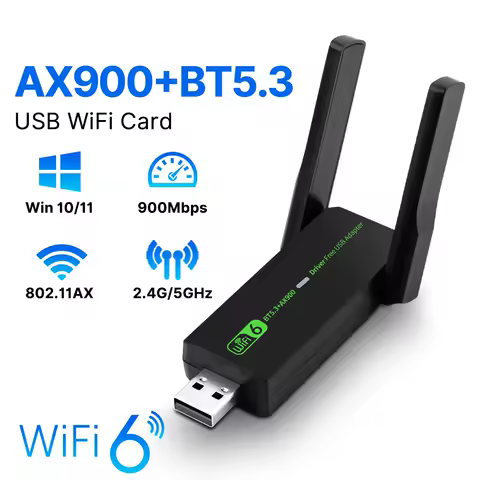WiFi 6 AX900 BT5.3 USB WiFi Adapter 900Mbps USB Dongle Dual Band 2.4G/5GHz WiFi Network Card Drive Free for PC Laptop Win10/11